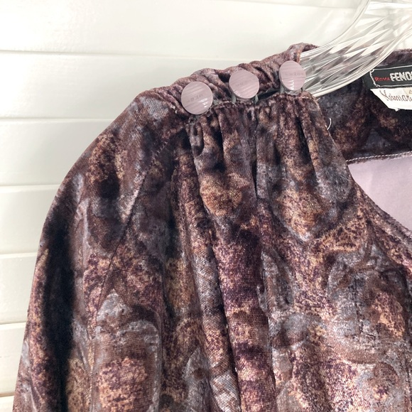Vintage 70’s FENDI 365 for Neiman Marcus Tapestry Velvet Blouse Sz 42 / 6 US - Picture 4 of 15